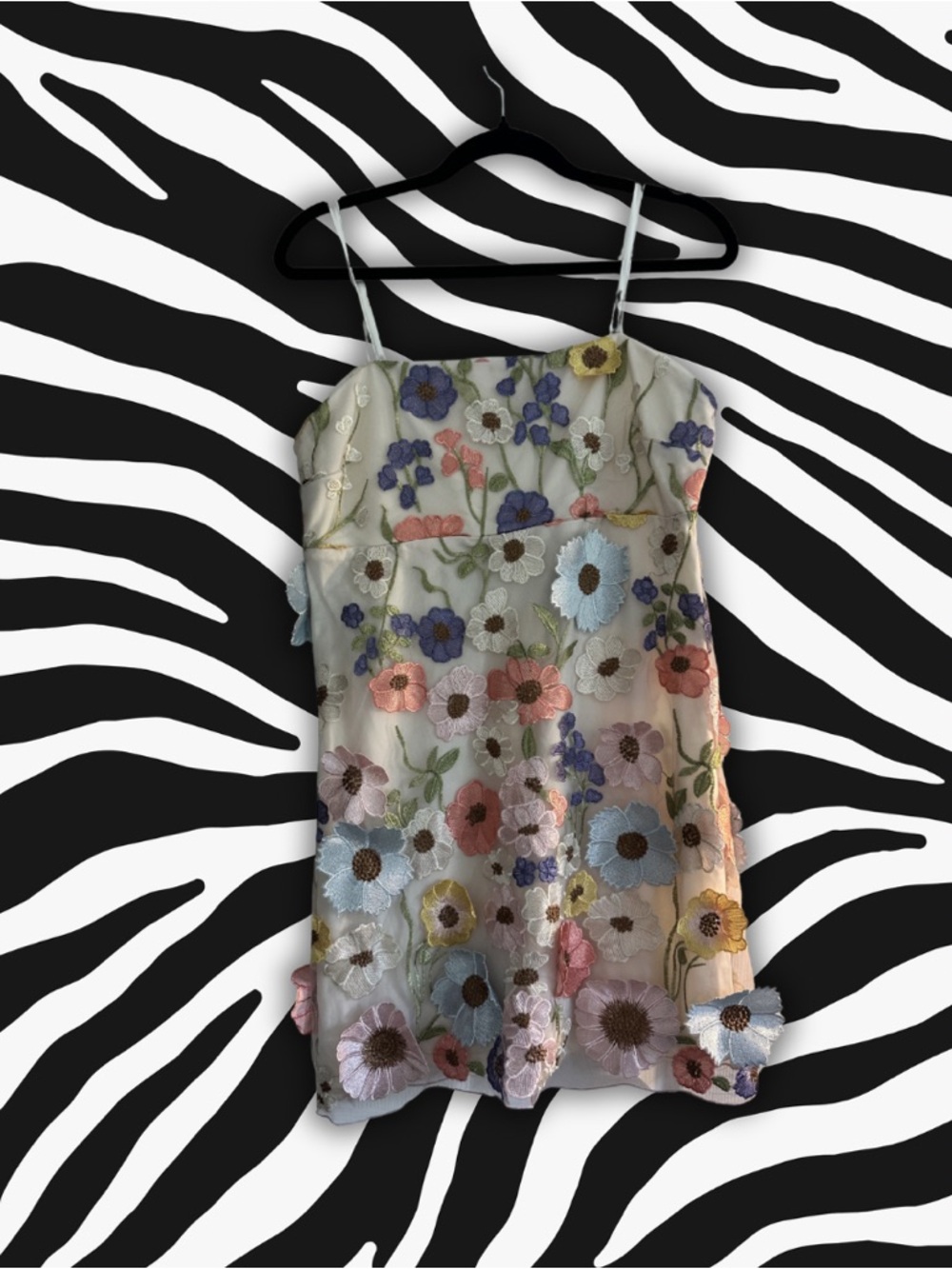 Floral Embroidered Sheer Slip Dress - Multicolor Flowers